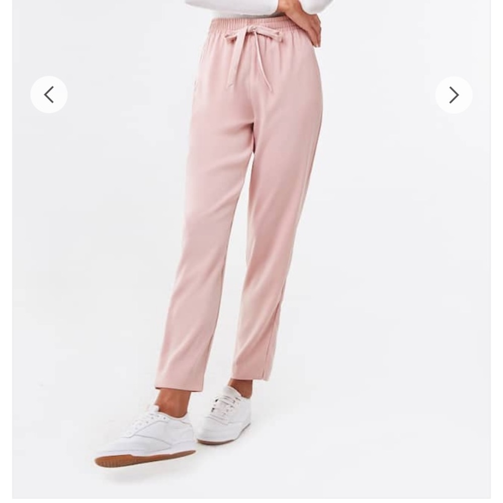 Satin-Accent Ankle Pants